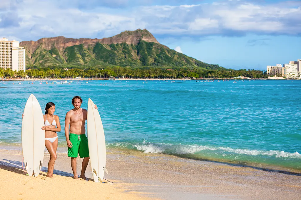 Surfing at Waikiki Beach