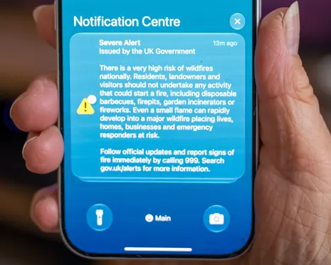 Alarmed by the alarm: people react to ‘severe alert’ on phones over UK wildfires