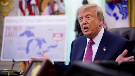 Trump signs order to rename Lake Ontario as Lake America amid Canada trade war – US politics live